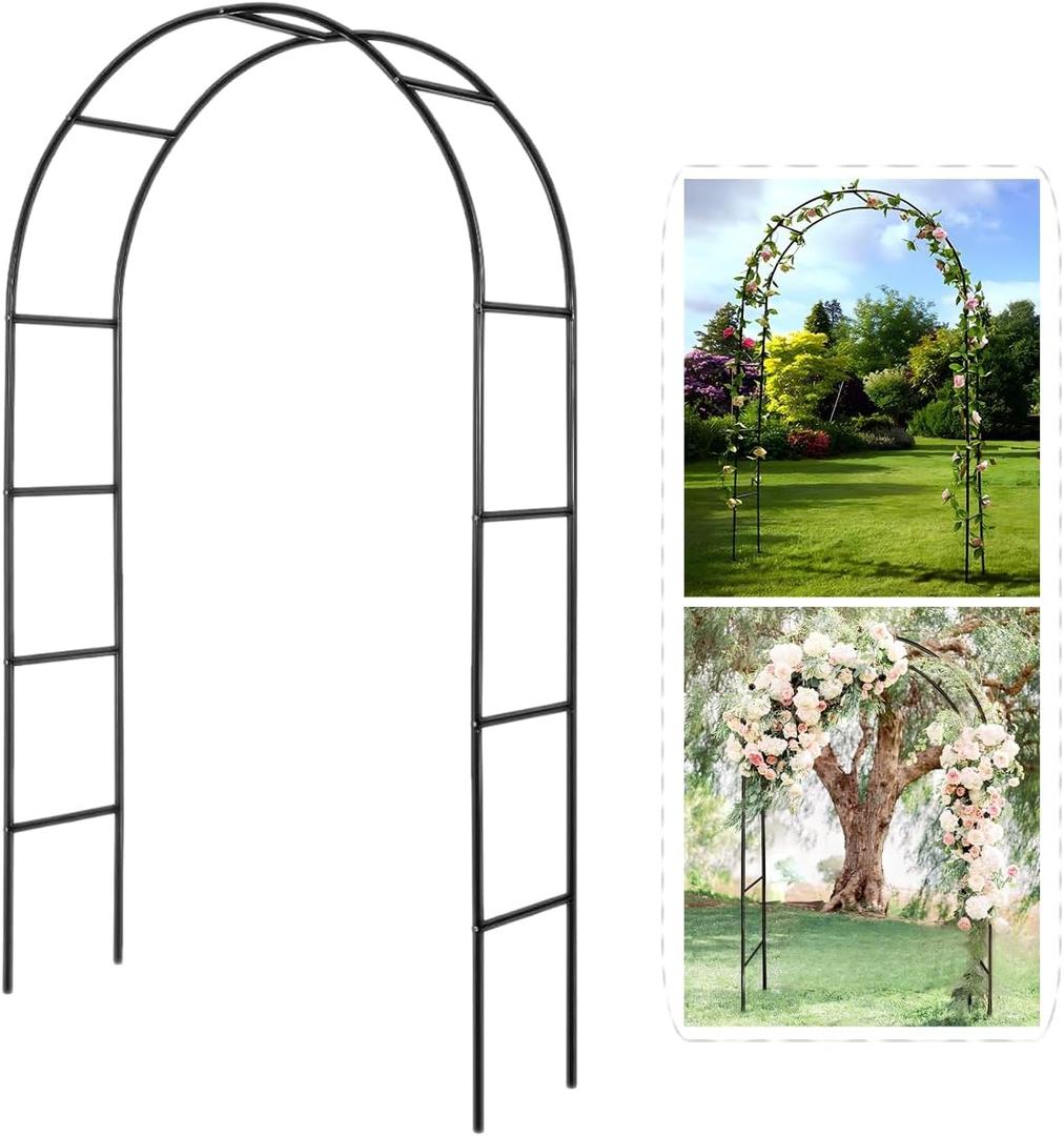 Metal Pergola Arbor,4.6 Feet Wide x7.9 Feet High Assemble Freely for Various Climbing Plant Wedding Garden Arch Bridal Party Decoration Wide Arbor (Black)
