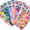 Magnetic for iPhone 16 Pro Case Cute for Women Girls, Home Button Stickers,[Drop Protection] with Slim Colorful Flowers Heart Oil Painting Girly Phone Case for iPhone 16 Pro