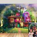 Magic Flowers House Backdrop Fairy Buttfly Woodland Background for Birthday Party Supplies Kids Movie Scene for Girls Madrigal Family Happy Birthday Background Decorations (5X3FT)