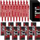 100 Sets Red Ribbon Week Supplies Bulk Red Ribbon Awareness Pens & Bookmarks Set Drug Free Ballpoint Pen with Inspirational Bookmarks Accessories for Fundraising Charity Party Favors