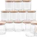 SHOWIN 8 OZ Thick Candle Jars for Making Candles 15 Pcs, Clear Empty Jars with Wood Lids for Candle Making, Sample Container