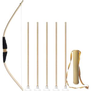 Safe Bow and Arrow Set, Wooden Archery Set, Youth Archery Bow Set for Indoor Outdoor,Role Play Props,Birthday Gift.