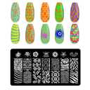 5pcs Nail Stamp with Nail Stamper and Scraper, Heart Geometry Nail Stamping Plates Nail Art Stamp French Tip Stamps Tool Nail Stencils Template for DIY Nail Art Accessories