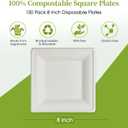 ECOLipak 150 Piecs Square Paper Plates, 8-inch Compostable Disposable Plates, Eco-friendly Heavy Duty Biodegradable Sugarcane Plates for Party Dinner Birthday