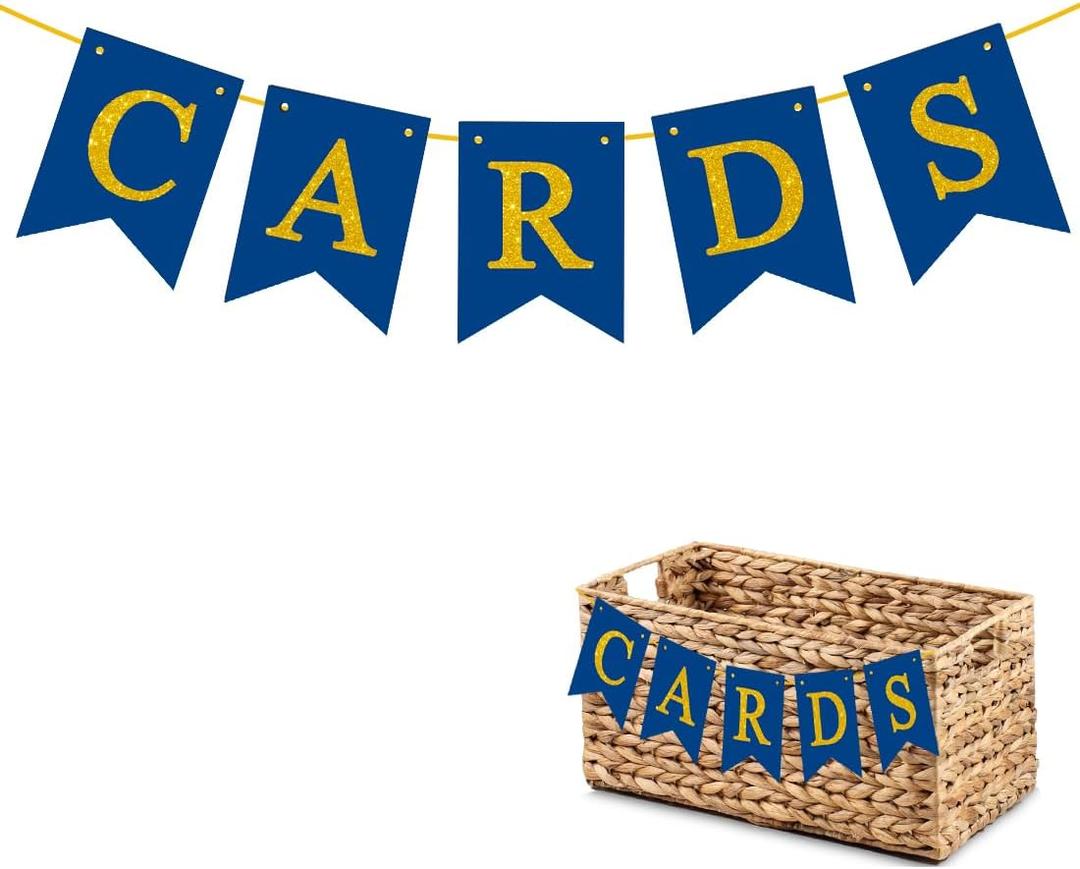 Graduation Decorations Class of 2026 Blue Glitter Pre-Strung Congrats Grad Graduation Cards Basket Banner Party Congratulations Banner Decor College High School Party Favors