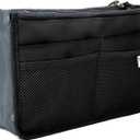 Periea Chelsy Purse Organizer Insert with Handles & 13 Pockets - 3 Sizes (Black, Small)