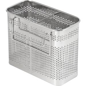 HOME&I Silverware Drying Basket, Hanging Rectangular Utensil Holder with 2 Compartments, Stainless Steel 304 Cutlery Caddy for Dish Rack, Kitchen Sink & Countertop