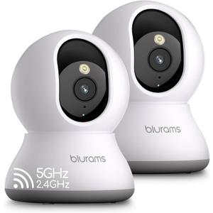blurams Cameras for Home Security, 2K Pet Camera with Phone App, 360 PTZ Indoor Cameras, 2-Way Talk, Motion Tracking, Color/IR Night Vision, Cloud&SD, Works with Alexa (2Pack, 5GHz/2.4GHz Dual-Band)