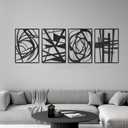 4 Pieces Black Abstract Metal Wall Art, Modern Minimalist Matte Wall Decor, 3D Textured Wall Sculptures, Black and White Wall Art for Living Room Bedroom Bathroom Study Office (15.7 x 10.6inch) (Abstract)