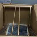 CHSSIH Vanity Stool Chair for Makeup - Small Backless Leather Stool for Vanity - Modern Ottoman Bench Seat with Metal X Legs, Footstool for Bathroom & Living Room - Gold