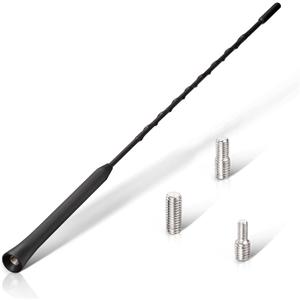 Eightwood Car Antenna Replacement 16 inch (Only for Roof-Mounted), AM FM Universal Roof Mount Car Radio Antenna Mast, Flexible Rubber Antennae with M4 M5 M6 Threaded Adapter