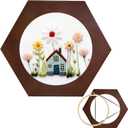 XEmbro 8 Inch Wood Embroidery Hoop Frame, Hexagon Wood Embroidery Display Frame with 8 Inch Embroidery Hoop for Finished Cross Stitch Hoop Frame, DIY Craft Projects and Decoration Ornaments