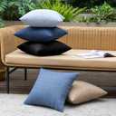 2 x MIULEE Outdoor Waterproof Throw Pillow Covers Decorative Farmhouse Water Resistant Cushion Covers for Tent Patio Garden Couch Sofa Pack of 2, 12x20 Inch Black