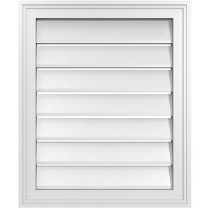 20"W x 24"H Rectangle Surface Mount PVC Gable Vent: Functional, w/ 1-1/2" x 2" Brickmould Frame, 20-in. W x 24-in. H