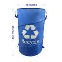 33 Gallon Blue and Black Glass Pop Up Trash and Recycling Container 2 Pack Bundle