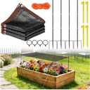 Plant Shade Cloth Kit for Garden, 9.8*6.6FT Garden Shade Cloth Kit for Raised Beds include 4 Poles & Rope, 70% Sun Block Cover Kit with Stakes for Plants Heat Protection for Outdoor Plants Vegetables
