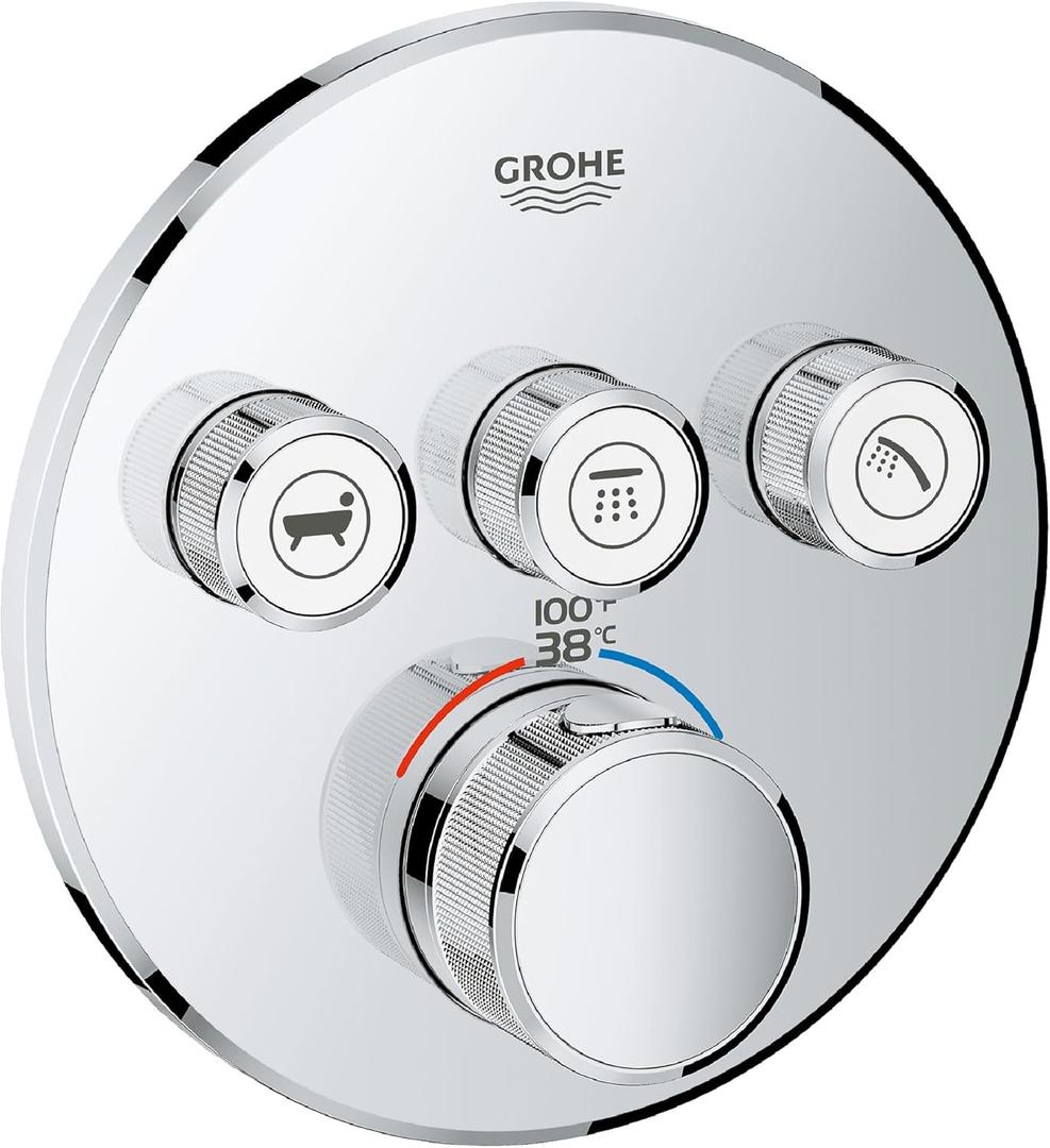 GROHE 29138000 29138 Round US Chrome Thm Smartcontrol 3,Starlight Chrome (Without SmartBox)