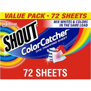 Shout Color Catchers for Laundry, Allow Mixed Washes, Prevents Color Runs and Maintains Original Clothing, 72 Count
