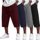 Neer 4 Pack Mens Carpi Shorts Big and Tall Below Knee Casual 3/4 Pants Loose Fit Drawstring Jogger Shorts with Pockets, XL