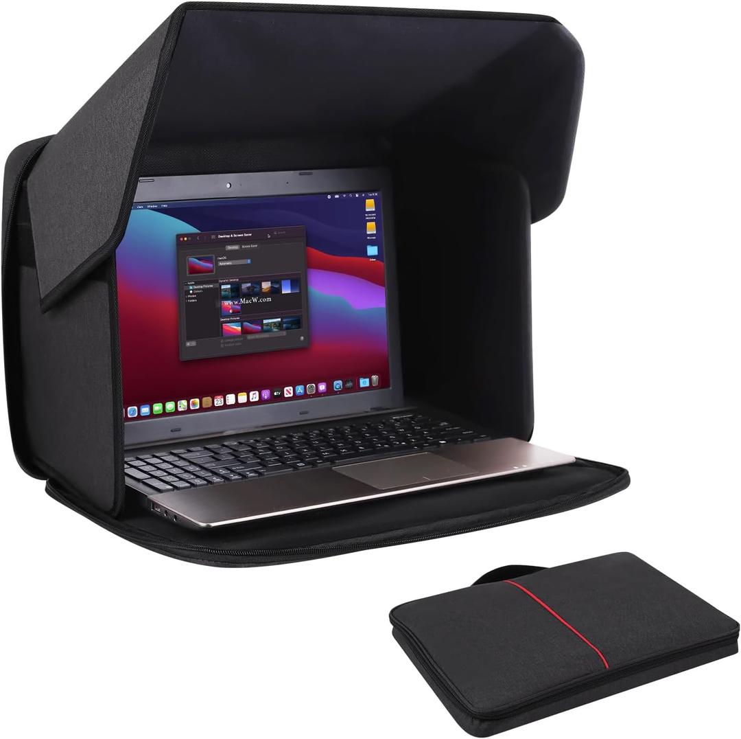 Laptop Sun Shade, Laptop Sun Glare Shield Privacy Screen Hood Computer Sunshade Bag for Working Outside Outdoor Foldable Computer Shield Cover Outside 12-14''(Patent Pending)