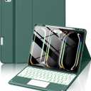 Harvopu for iPad Pro 13 Inch Case with Keyboard (M5/M4) 2025/2024, Magnetic Wireless Detachable Keyboard with Multi-Touch Trackpad 7 Colors Backlit Proof Folio Cover for iPad Pro 13 Inch, Pine Green