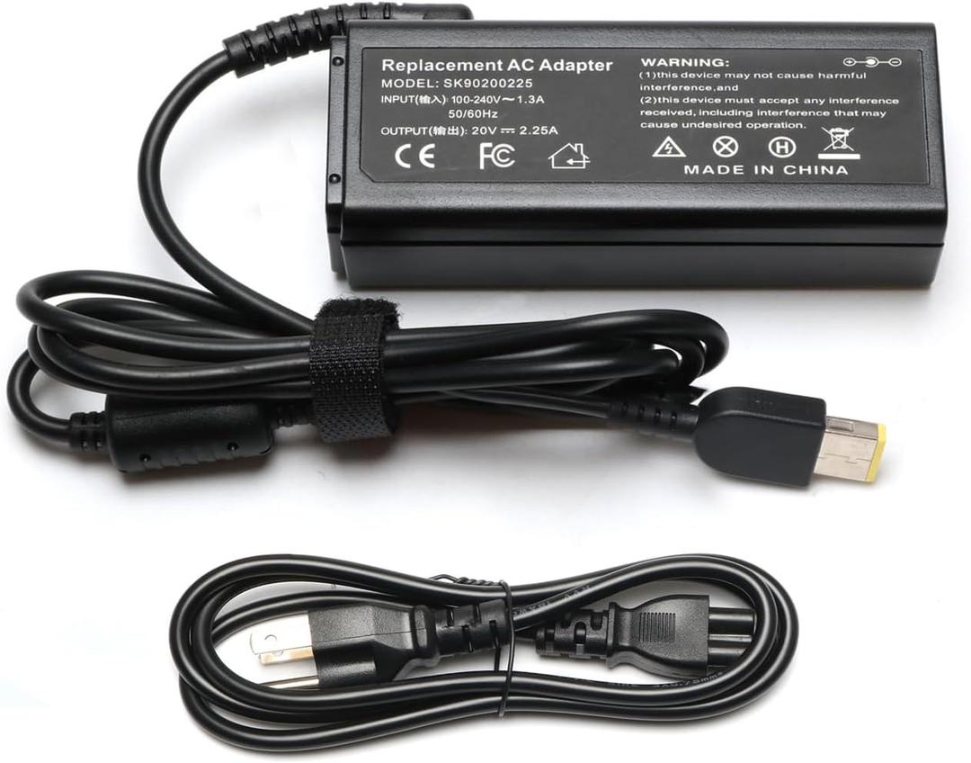 45W 20V 2.25A Adapter Laptop Charger Compatible for Lenovo ADLX45NLC3A ADLX45NCC3A ADLX45NDC3A ADLX45NCC2A ADLX45NLC2A 45N0289 45N0290 45N0294 0B47030 0C19880 36200245 Power Cord