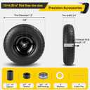 4PC 4.00-6 Flat-Free Tires and Wheels,13" Rubber Solid Tire, with 5/8" & 3/4" Bearing, 1.8"-5.8" Centered Hub Length, 4.00-6 tire and wheel Fit for Gorilla Cart, Garden Cart/Hand Truck/Wheelbarrow etc, 4 PC 13x4-6