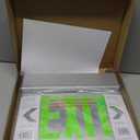 Green Led Edge Lit Exit Sign UL Listed, Brushed Aluminum Housing Double-Sides Mirrored Acrylic Emergency Exit Signs with Battery Backup, AC 120-347V Hardwired Exit Lights, Top/Side/Wall Mount (1 Pack)