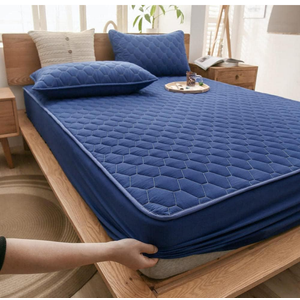 Twin Bed Sheets Set Kids Waterproof Urinary Quilted Mattress Protector, Single Double King Size Mattress Topper in The Elderly Bedroom Navy Blue 90200cm