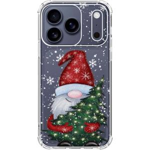 Christmas Gnome Christmas Tree Phone Case, Snowy Winter Holiday Phone Cover for iPhone 17 Pro, Slim Soft Flexible TPU Rubber Case