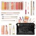 Color Nymph Full Cosmetics Set for Beginner, Makeup Gift Kit for Girls, Women & Teens, Sequin Make up Bag for Starters Includes Lip Gloss, Lipstick, Liquid Blush, Eye shadow Palette, Mascara etc