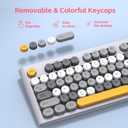 Wireless Keyboard Mouse Combo, Full Size Colorful Round Keycaps Bluetooth Keyboard with Numeric Keypad, Silent 2.4GHz Mouse, Typewriter Computer Keyboard and Mouse Set for Laptop, PC, Windows (Gray)