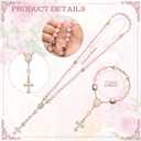 WILLBOND 3 Pcs First Communion Rosary and Candle Set Confirmation Candle Gifts Set Baptism Catholic Bracelets Cross Necklace Holy Communion Accessories for Christening Gift Keepsake(Pink Rosary)