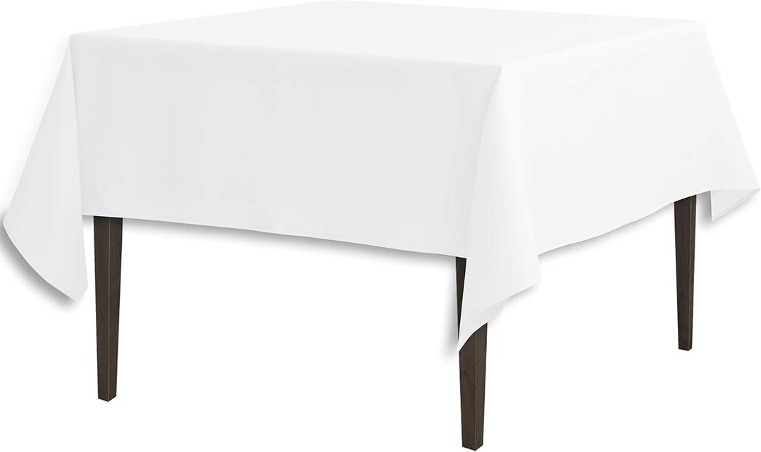 Polyester Square 70"x70" Tablecloth White - Wrinkle-Resistant & Durable Table Cover for Events