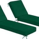 Sundale Outdoor Olefin Chaise Lounge Cushion Set of 2, Water-Resistant Patio Lounge Chair Cushion, Thick Lounger Pad with 8 Straps Dark Green, 80 x 26 x 4 Inches