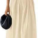 PRETTYGARDEN Women 2026 Summer Elegant Strapless Maxi Dress Tube Top Dress A Line Flowy Long Wedding Party Cocktail Dresses (M)