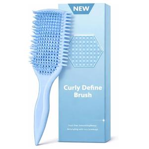 Curl Brush,Curl Defining Brush,Curly Hair Brush,for Shaping Curls, Waves & Coils, Reduces Frizz and Pulling, Ideal for All Hairstyles (Blue)