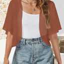Women Shrug Chiffon Cardigan Open Front Short Sleeve Sheer Bolero for Dress | Lightweight Cropped,Loose Fit,Mesh Cover Up,Shawl Evening Dresses,Summer Outfits (Brown, M)