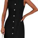 PRETTYGARDEN Work Dresses for Women 2026 Summer Business Formal Short Dress Sleeveless Button Down Elegant Office Outfits (Black, L)