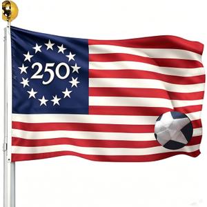 America 250th Anniversary Embroidered 4x6 Outdoor Flag- Betsy Ross 13 Stars USA Nylon Flag Heavy Duty Durable Banner with Brass Grommets for 2026 Semiquincentennial Celebration, Indoor Outdoor Decoration