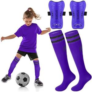 Syhood Soccer Shin Guards and Socks for Toddler Kids Youth, Lightweight Soccer Shin Pads Protective Defender Gear for 3-5, 5-10, 10-15 Years Old Children Teen Boys Girls Sports Game, S