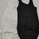 Nebility 2 Piece Shapewear Bodysuit for Women Tummy Control Slim Fit Sleeveless Round Neck Body Suit (Medium-Large, Black/White 2pk)