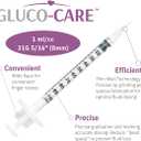 GLUCO-CARE 1 ml/cc Syringes 31G x 5/16’’ (8mm), Orange Cap, 100/box