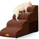 Topmart High Density Foam Dog Steps 4 Tiers,Extra Wide Deep Pet Steps,Non-Slip Pet Stairs,Dog Ramp for Bed,Soft Foam Dog Ladder,Best for Older Dogs Injured,Older Pets,Cats with Joint Pain 