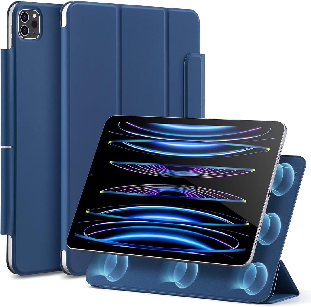 ESR for iPad Pro 11 Inch Case, iPad Pro 11 Folio Case (2022/2021/2020, 4th/3rd/2nd Generation), Convenient Magnetic Attachment, 2-Way Stand, Full Pencil 2 Support, Rebound Magnetic, Navy Blue