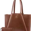 LOVEVOOK Laptop Tote for Women - 15.6 Inch Faux Leather Laptop Bag with Clutch, Large Capacity Office Purse Computer (Yellow & Brown)