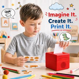 Stickerbox AI Sticker Printer with 2.4-Inch Display, Standalone Inkless Thermal Printer for Kids