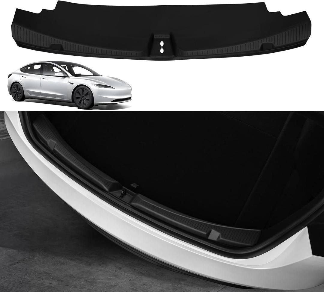 BASENOR 2026 2025 2024 Tesla Model 3 Highland Rear Bumper Guard Protector TPE Trunk Bumper Sill Cover [Proprietary Design] Model 3 Highland Interior Accessories