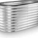 Galvanized Raised Garden Beds Outdoor // 422 ft Planter Raised Beds for Gardening, Vegetables, Flowers // Large Metal Garden Box (Silver) // Patented Tool-Free Design
