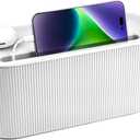 Cable Management Box,Desk Cord Organizer with Groove Cover,Plastic Cord Hider Box,Large Cable Box Organizer,Power Socket Management for TV/Computer/Router/Games Console Cable Storage (White)